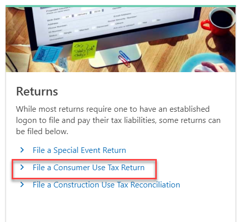 Consumer Use Tax Return