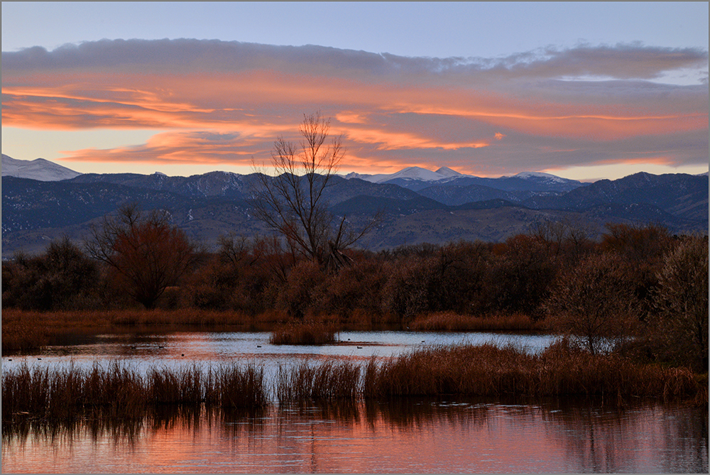 Pond near White Rocks Trail at sunset