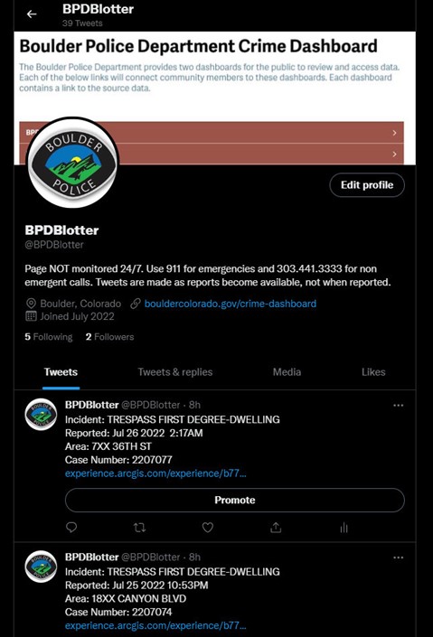 Digital Crime Blotter Twitter