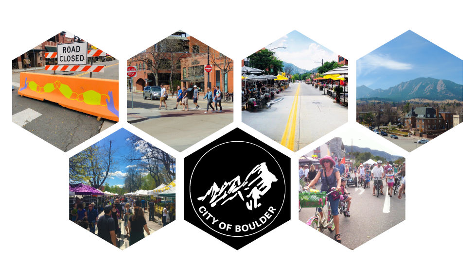 Collage depicting public street scenes in Boulder