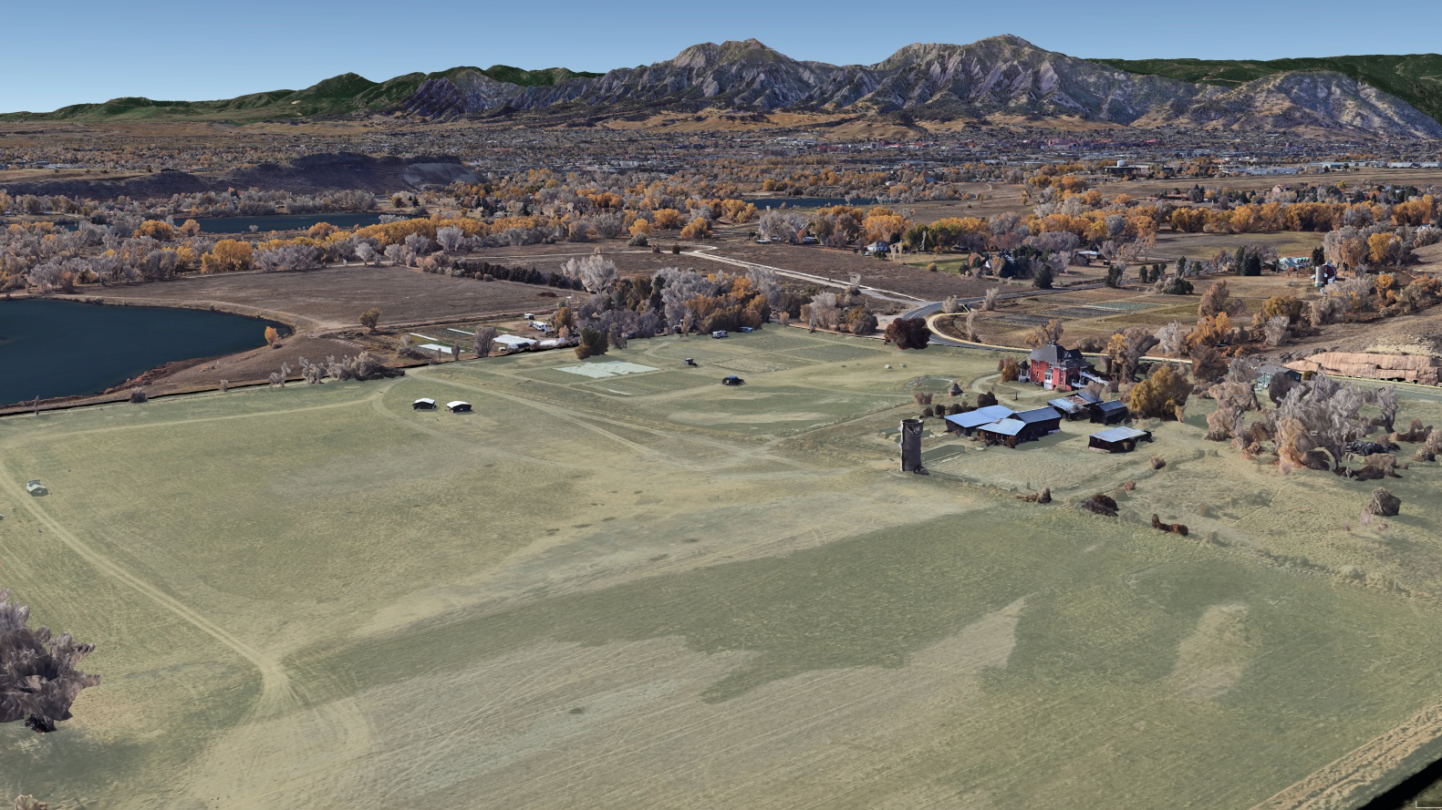 An aerial view, from Google Earth, showing the city's Fort Chambers - Poor Farm property