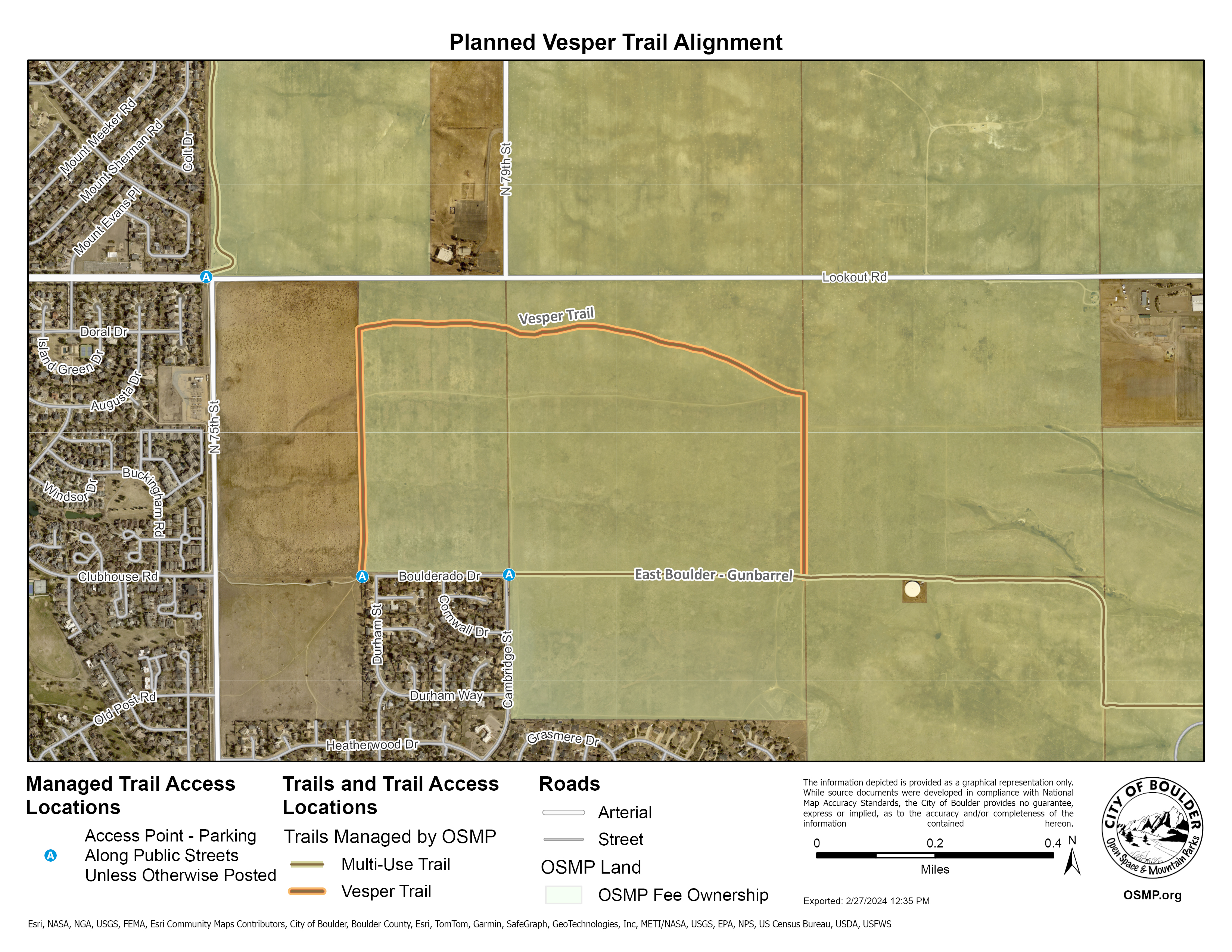 The new Vesper Trail will be built on Gunbarrel Hill northeast of Boulder and will be accessible from the East Boulder - Gunbarrel Trail