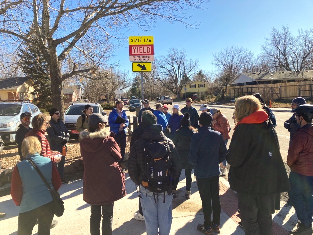 City staff with neighbors at a Moorhead Avenue corridor walk outside on Saturday, Jan. 6 