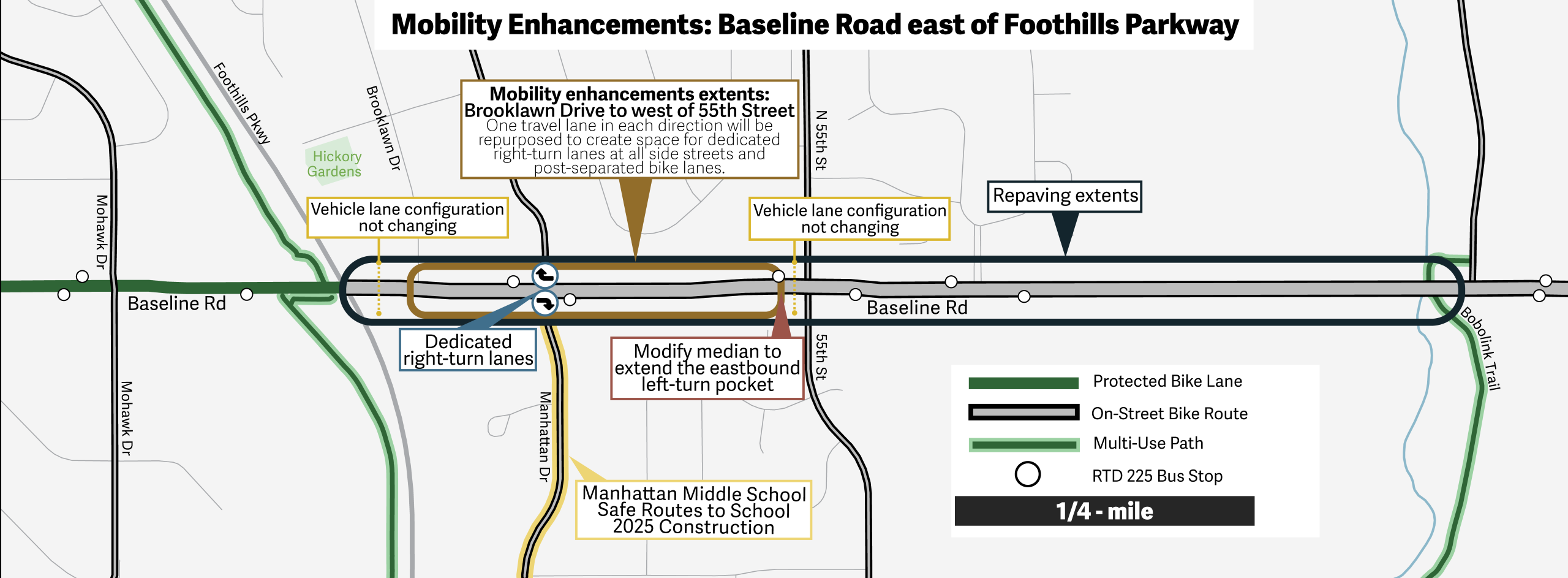 east baseline mobility enhancements context map. Long Description available on project webpage under Header context map long description. 