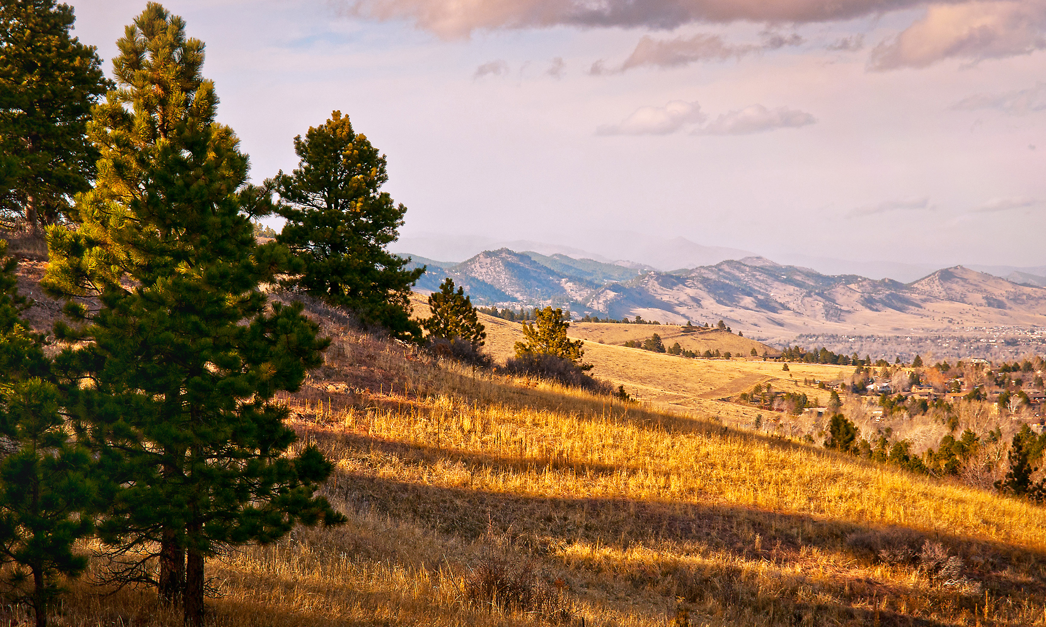 A view to of South Boulder from the Flatirons Vista Trail