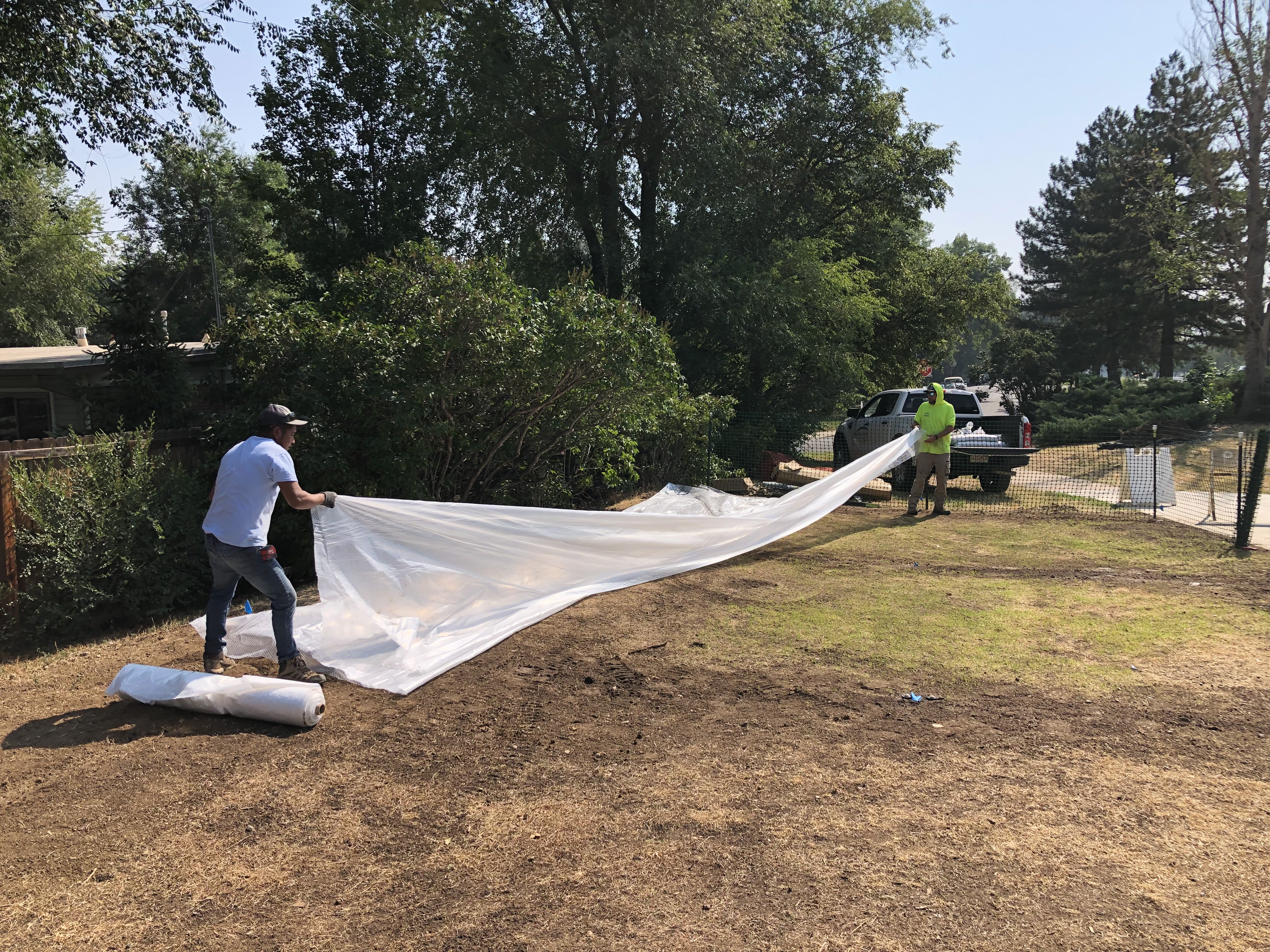 Installation of plastic sheeting for polarization in August 2024. 