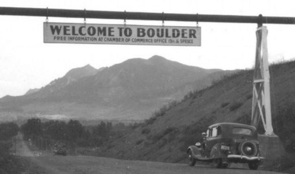 Antique Welcome to Boulder sign