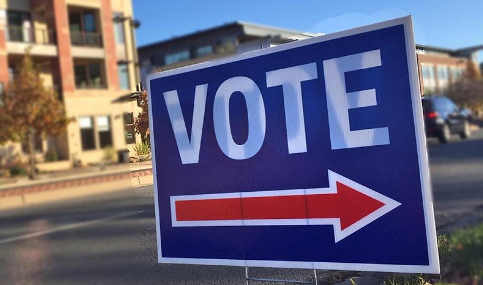 Image of vote sign outside 