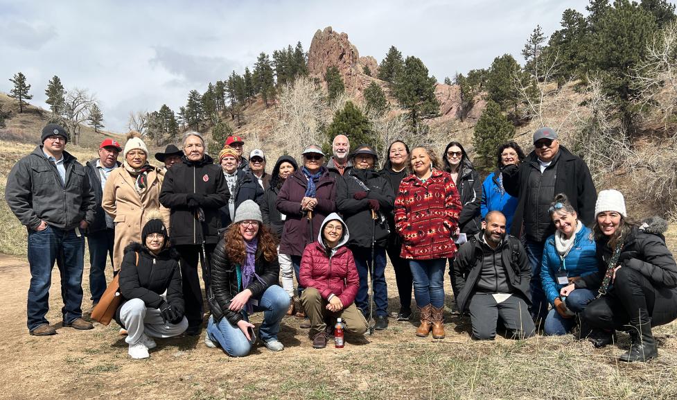 Tribal Representatives and city staff at The Peoples' Crossing during March 2023 Consultation