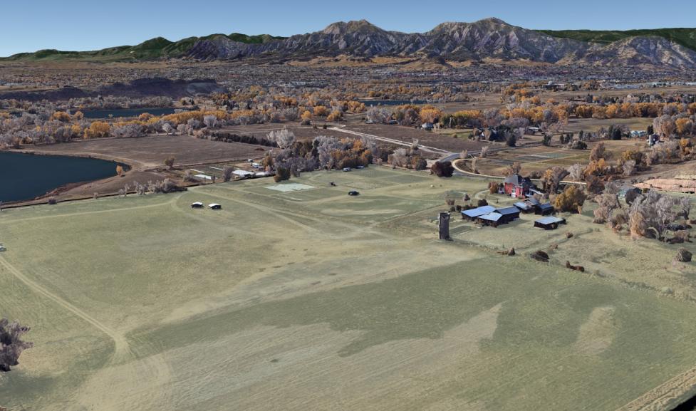 An aerial view, from Google Earth, showing the city's Fort Chambers - Poor Farm property