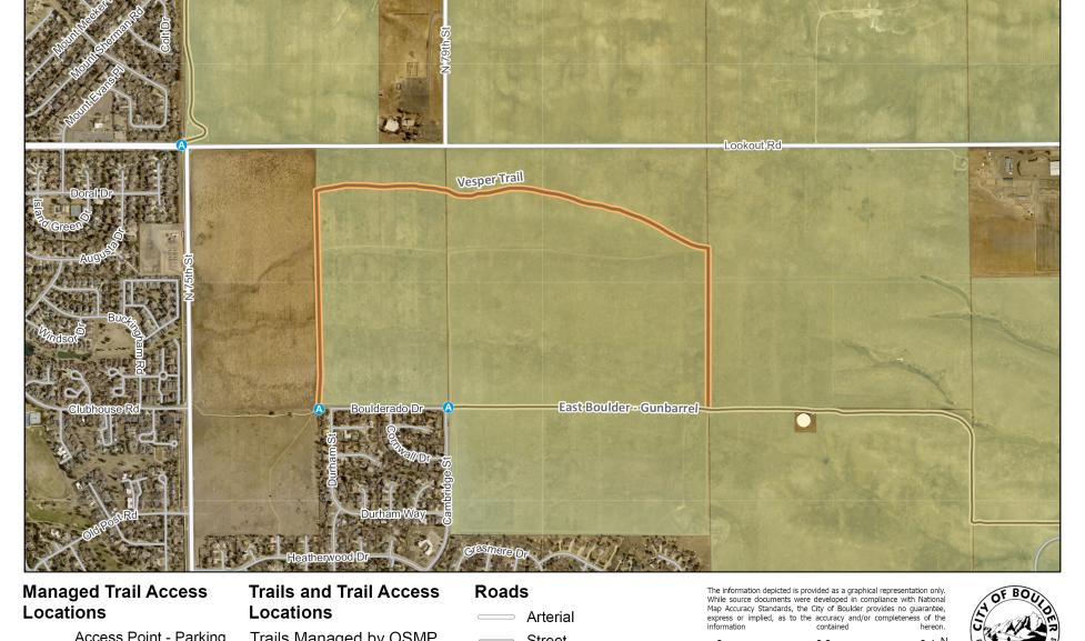 The new Vesper Trail will be built on Gunbarrel Hill northeast of Boulder and will be accessible from the East Boulder - Gunbarrel Trail