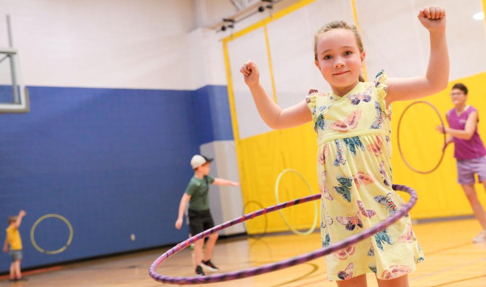 Hula in the gym at Kidz Kamp