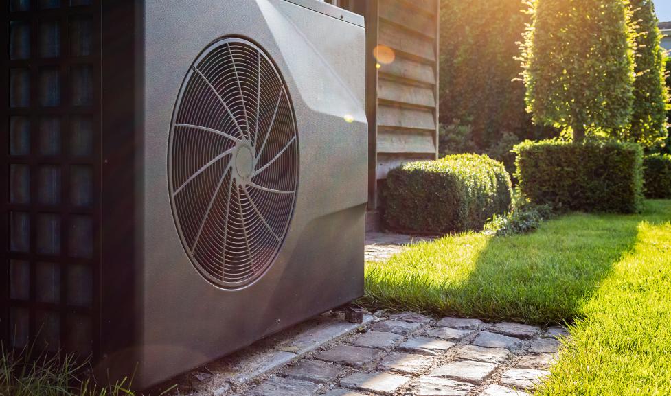 Heat Pump in a backyard 