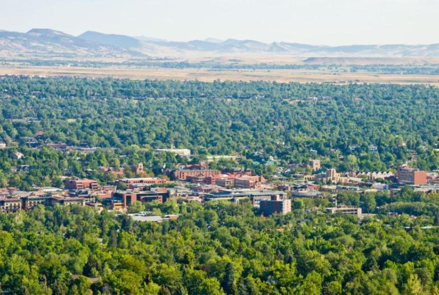 Aerial view of Boulder's urban tree canopy