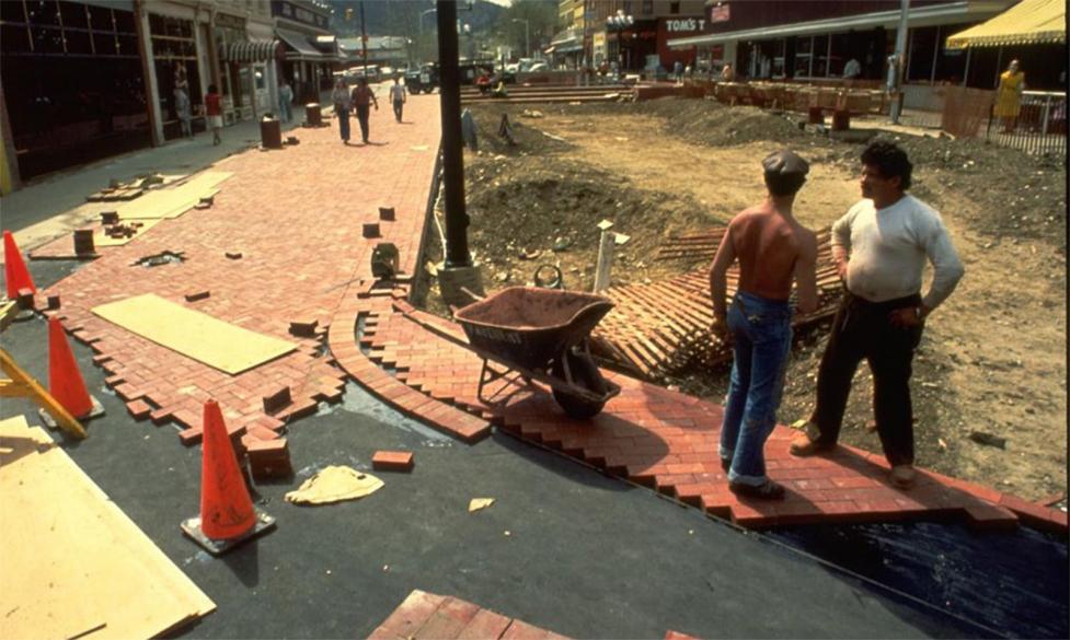 Pearl Street Mall construction in 1976