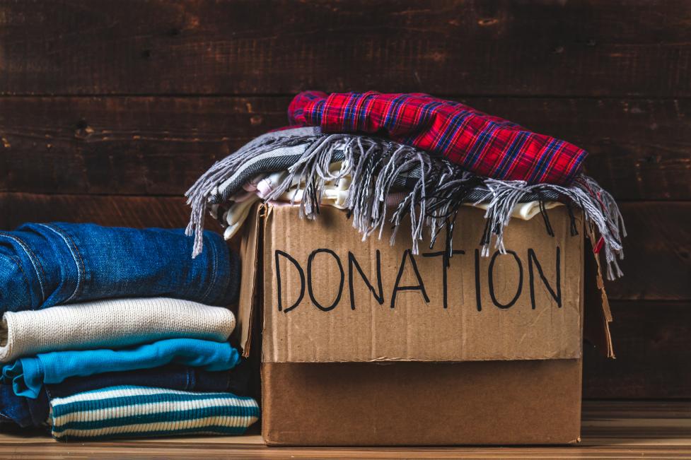 Donation box full of clothes