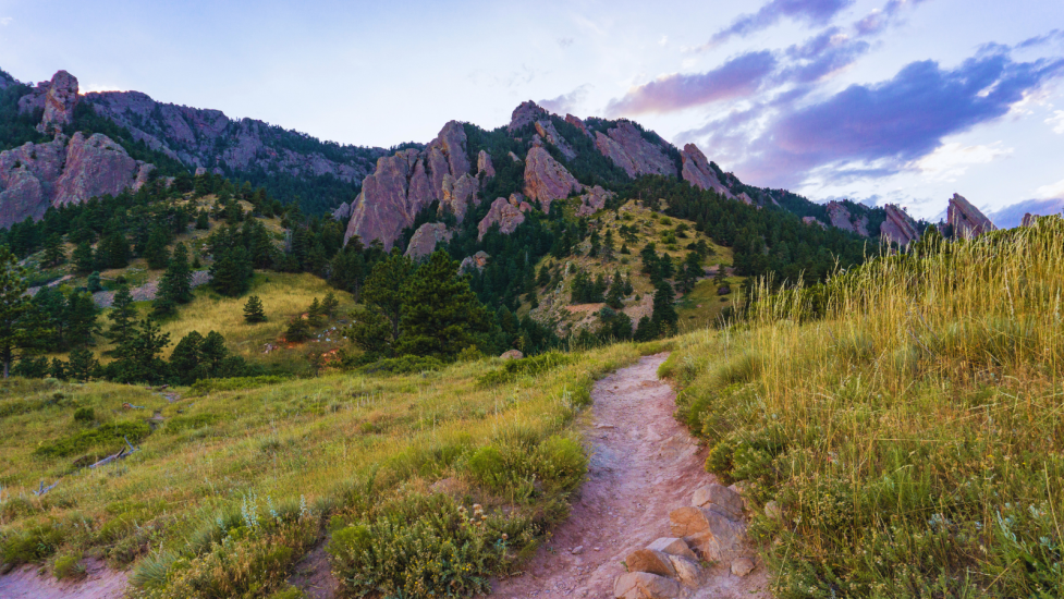 Trail leading toward the Flatirons