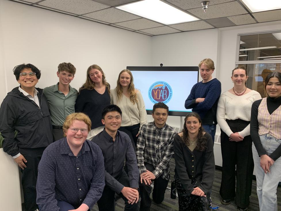 Eleven members of the YOAB Board posing for a group picture