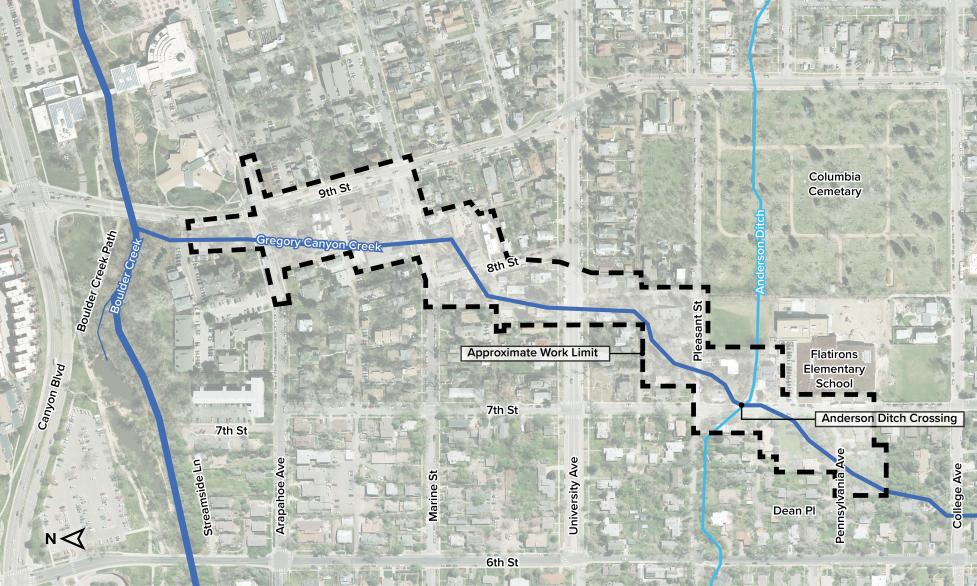 Map delineating work area along Gregory Canyon Creek