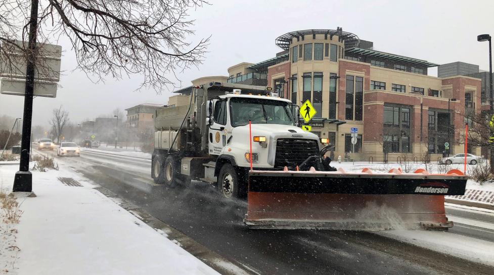 Boulder snow plow clearing the road