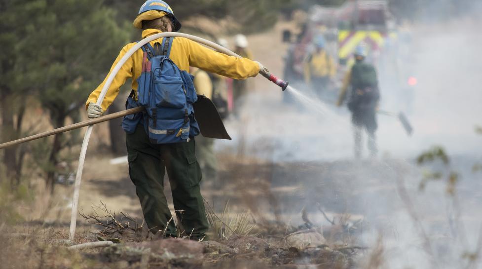 Firefighter in action