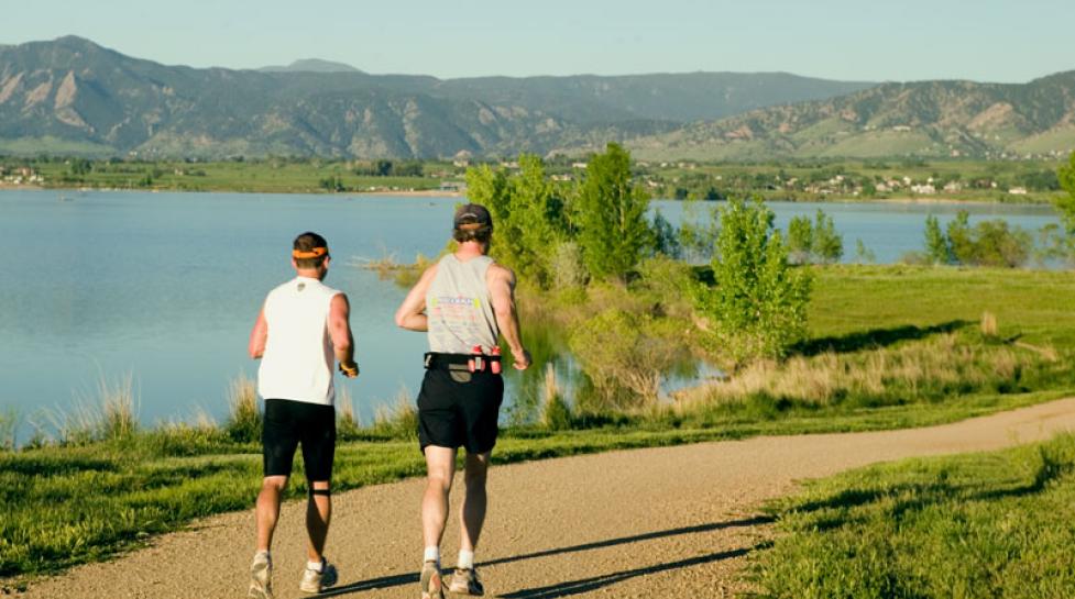 Trail work at North shore of Boulder Reservoir