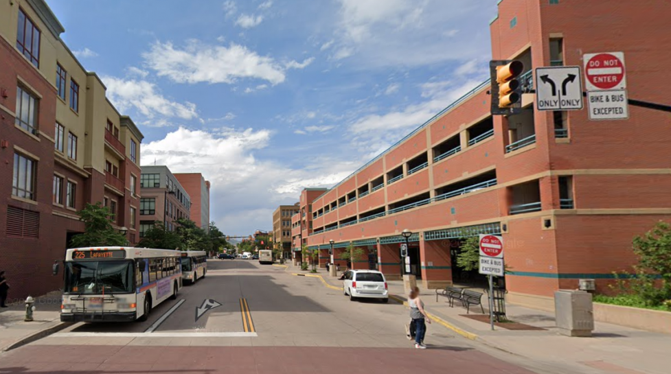 Downtown Boulder Station 14th Street looking north of canyon 