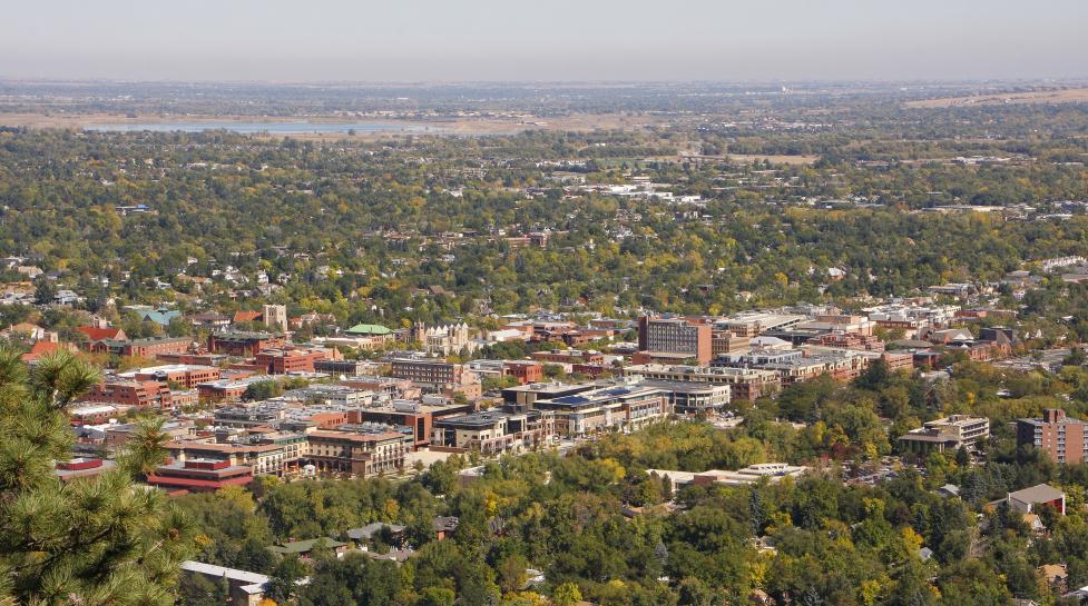 View of downtown Boulder from the foothills.