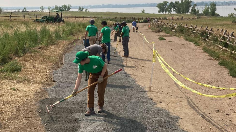 Trail work by Boulder County Youth Corps