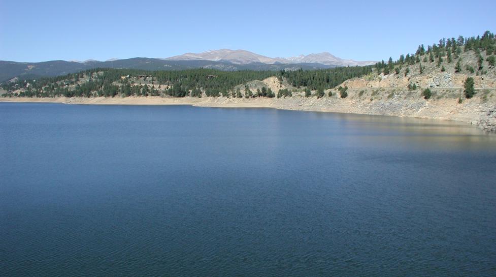 Barker Reservoir blue waters and blue skies