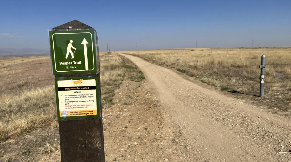 Vesper Trail sign welcomes visitors to new path