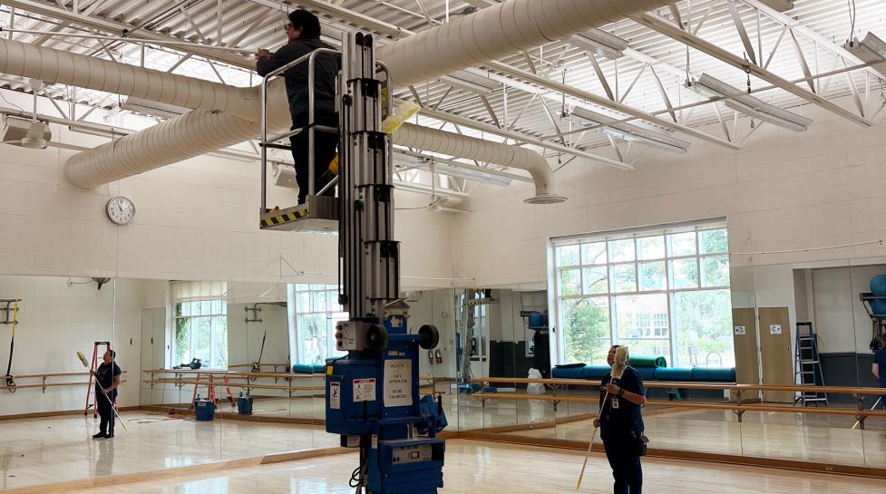 Cleaning during the annual shut down at East Boulder Community Center