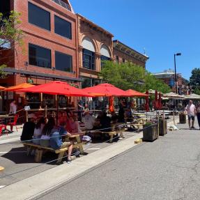 Boulder Business Recovery outdoor expansion - people eating outside