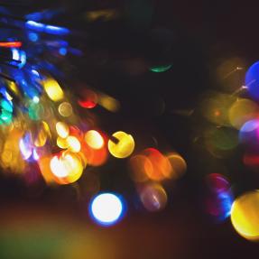 Up close image of colorful lights 