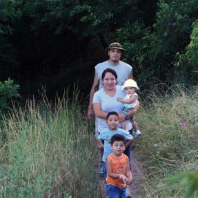 Family hiking on McClintock Lower Trail