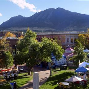 View of Downtown Boulder and Flatirons