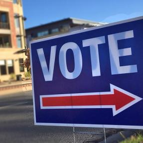 Image of vote sign outside 