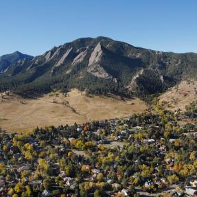 View of Boulder Flatirons During Fall