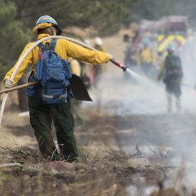 Firefighter in action