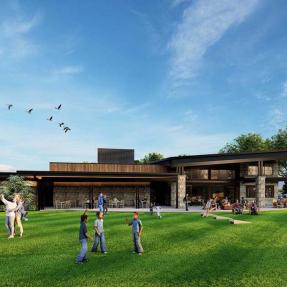 Rendering of planned activity lawn at Flatiron's Golf Course facility.