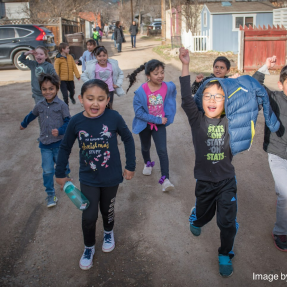 Group of kids running