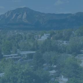 View of Boulder Flatirons with the City of Boulder in the foreground