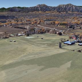 An aerial view, from Google Earth, showing the city's Fort Chambers - Poor Farm property