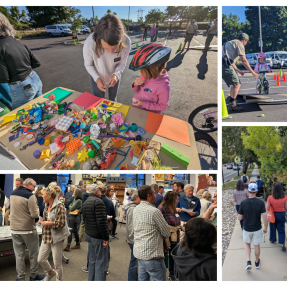 a collage of images of people participating in community engagement for the project