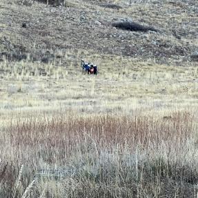 Boulder Fire Rescue and other first responders walking down a hill