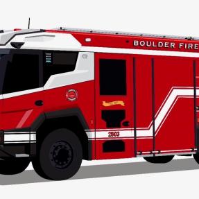 Boulder Fire Rescue Electric Engine mock-up of new electric fire engines