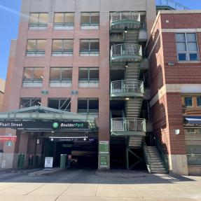 Gateless garage entrance for the 15th and Pearl parking garage.