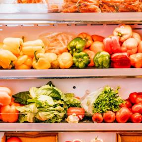 Fresh vegetables in a food fridge